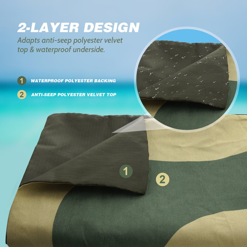 HAPILI Beach Blanket (Military Green) 78"x 56" Picnic Blankets, Camping Blanket, Picnic Mat for Travel, Outdoor Use, Waterproof & Sandproof