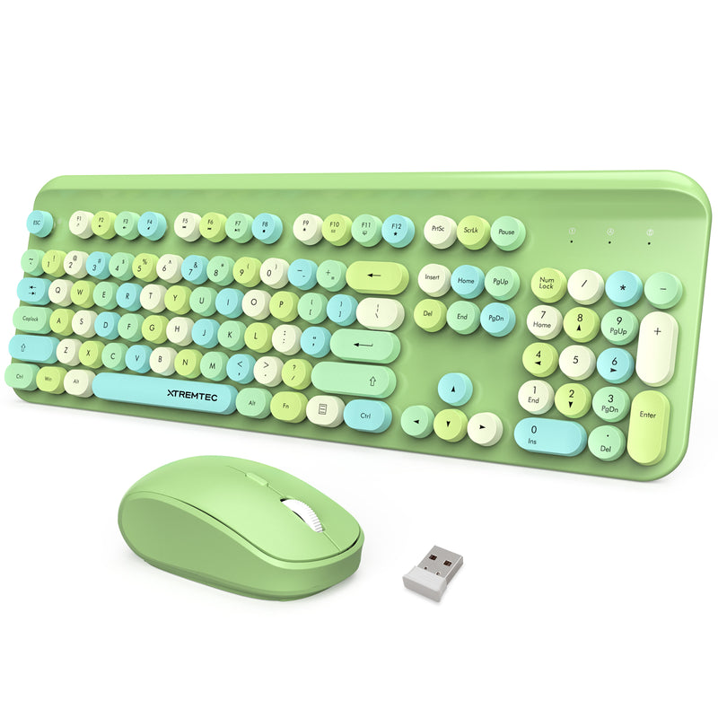 XTREMTEC K303M Cute Round Keycaps Wireless Keyboard and Mouse Combo
