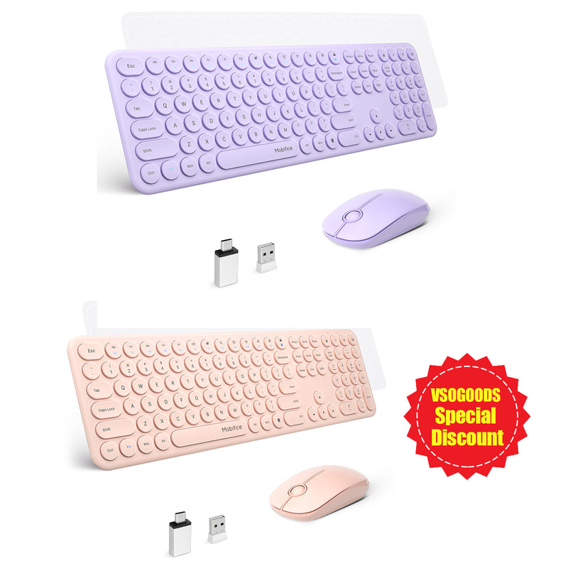 MOBIFICE XT-K102 2.4G Ultra Thin Quiet Wireless Keyboard and Mouse Combo