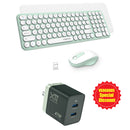 XTREMTEC K101A 2.4G Ultra Thin Quiet Wireless Keyboard and Mouse and 47W GaN Dual-Port Fast Charger Combo(Green)