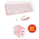 XTREMTEC K101A 2.4G Ultra Thin Quiet Wireless Keyboard and Mouse and 47W GaN Mini Fast Charger Combo(Pink)