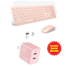 XTREMTEC XT-K102 2.4G Ultra Thin Quiet Wireless Keyboard and Mouse and 47W GaN Dual-Port Fast Charger Combo(Pink)