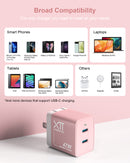 XTREMTEC XT-K102 2.4G Ultra Thin Quiet Wireless Keyboard and Mouse and 47W GaN Dual-Port Fast Charger Combo(Pink)