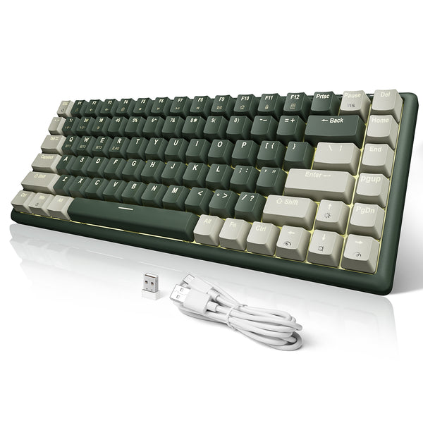 XTREMTEC K201 Wireless Bluetooth Backlit Hybrid Mechanical Keyboard（White/Green）