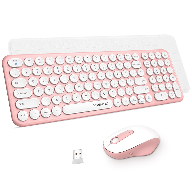 XTREMTEC K101A 2.4G Ultra Thin Quiet Wireless Keyboard and Mouse and 47W GaN Mini Fast Charger Combo(Pink)