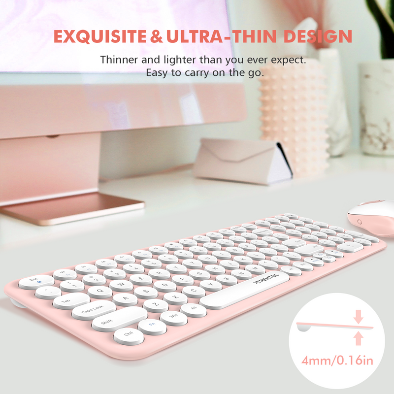 XTREMTEC K101A 2.4G Ultra Thin Quiet Wireless Keyboard and Mouse and 47W GaN Mini Fast Charger Combo(Pink)