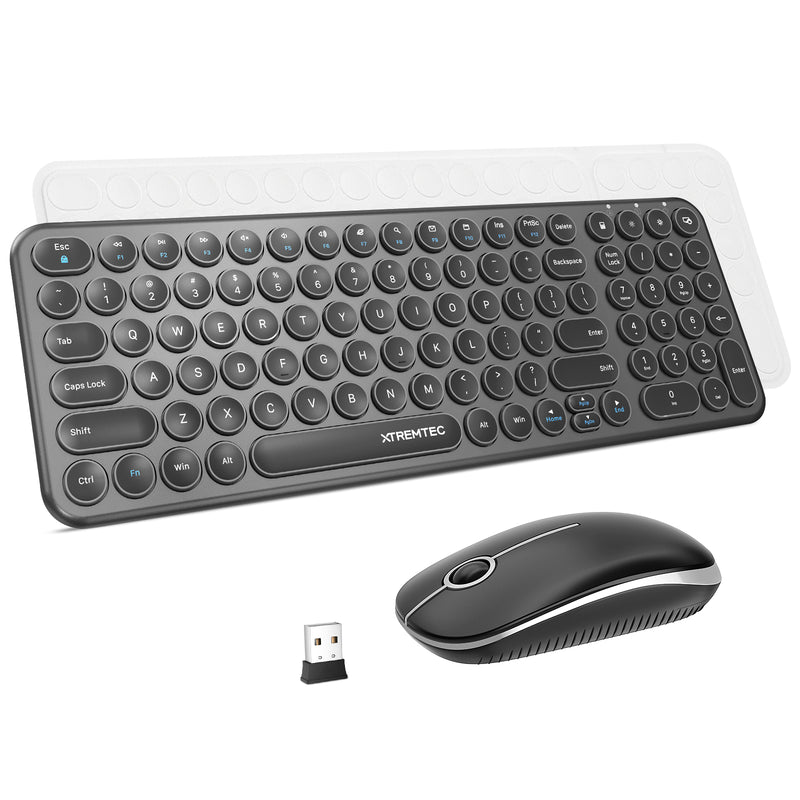XTREMTEC K101 2.4G Ultra Thin Quiet Wireless Keyboard and Mouse and XT100 Wireless Bluetooth Earbuds Combo