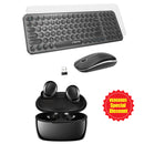 XTREMTEC K101 2.4G Ultra Thin Quiet Wireless Keyboard and Mouse and XT100 Wireless Bluetooth Earbuds Combo