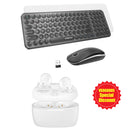 XTREMTEC K101 2.4G Ultra Thin Quiet Wireless Keyboard and Mouse and XT100 Wireless Bluetooth Earbuds Combo