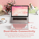 XTREMTEC K201 Wireless Bluetooth Backlit Hybrid Mechanical Keyboard(White/Pink)