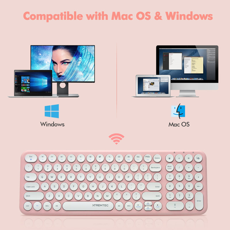 XTREMTEC K101A 2.4G Ultra Thin Quiet Wireless Keyboard and Mouse Combo Cute Keyboard Kawaii Keyboard