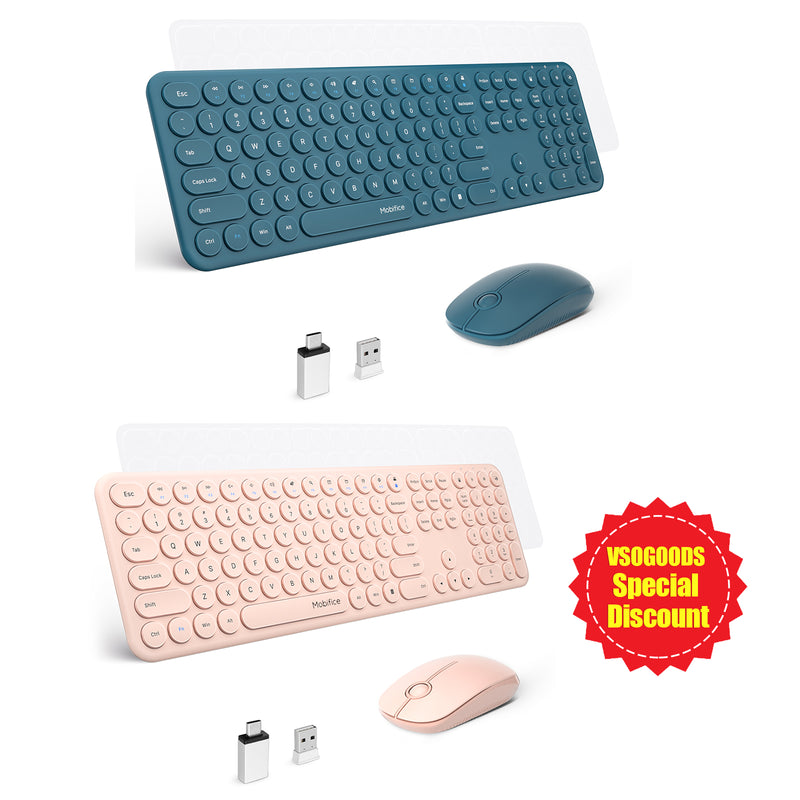 MOBIFICE XT-K102 2.4G Ultra Thin Quiet Wireless Keyboard and Mouse Combo