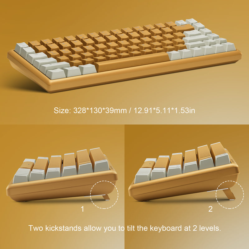 XTREMTEC K201 Wireless Bluetooth Backlit Hybrid Mechanical Keyboard（White/Yellow）