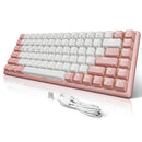 XTREMTEC K201 Wireless Bluetooth Backlit Hybrid Mechanical Keyboard（White/Pink）