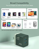 XTREMTEC K101A 2.4G Ultra Thin Quiet Wireless Keyboard and Mouse and 47W GaN Dual-Port Fast Charger Combo(Green)