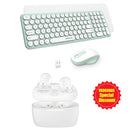 XTREMTEC K101A 2.4G Ultra Thin Quiet Wireless Keyboard and Mouse and XT100 Wireless Bluetooth Earbuds Combo