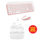 XTREMTEC K101A 2.4G Ultra Thin Quiet Wireless Keyboard and Mouse and XT100 Wireless Bluetooth Earbuds Combo