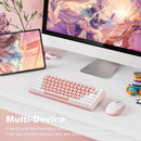 XTREMTEC K201 Wireless Bluetooth Backlit Hybrid Mechanical Keyboard（White/Pink）