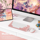 XTREMTEC K201 Wireless Bluetooth Backlit Hybrid Mechanical Keyboard（White/Pink）