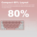 XTREMTEC K201 Wireless Bluetooth Backlit Hybrid Mechanical Keyboard（White/Pink）