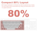 XTREMTEC K201 Wireless Bluetooth Backlit Hybrid Mechanical Keyboard（White/Pink）