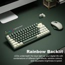 XTREMTEC K201 Wireless Bluetooth Backlit Hybrid Mechanical Keyboard（White/Green）