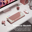 XTREMTEC K201 Wireless Bluetooth Backlit Hybrid Mechanical Keyboard（White/Pink）