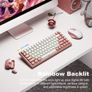 XTREMTEC K201 Wireless Bluetooth Backlit Hybrid Mechanical Keyboard（White/Pink）