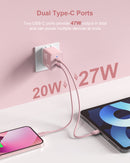 XTREMTEC K101A 2.4G Ultra Thin Quiet Wireless Keyboard and Mouse and 47W GaN Mini Fast Charger Combo(Pink)