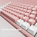 XTREMTEC K201 Wireless Bluetooth Backlit Hybrid Mechanical Keyboard（White/Pink）