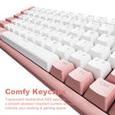 XTREMTEC K201 Wireless Bluetooth Backlit Hybrid Mechanical Keyboard（White/Pink）