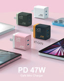 XTREMTEC K101A 2.4G Ultra Thin Quiet Wireless Keyboard and Mouse and 47W GaN Mini Fast Charger Combo(Pink)